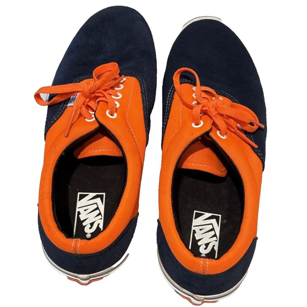Vans Era NEON ORANGE/DRESS BLUES Suede/Canvas Lace Sneakers Men 10.5 Women 12